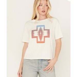 Pendleton Cream and Multicolor Graphic Crop Top